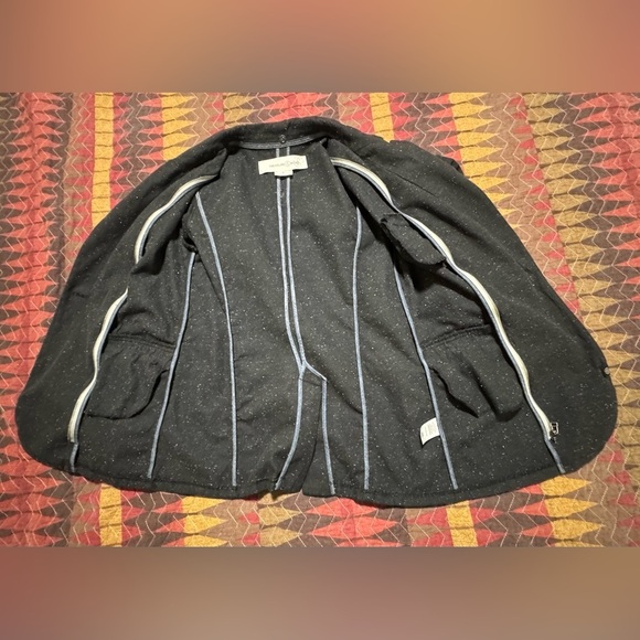 Treasure & Bond Wom M Charcoal Heathered Grey Textured Cotton Blazer Relaxed Fit - Picture 6 of 12